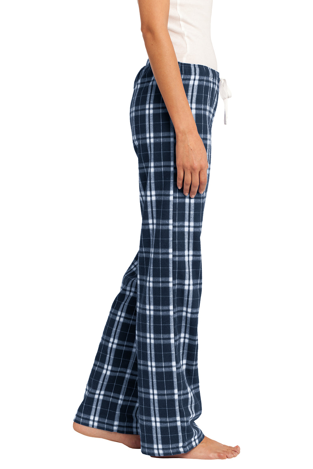 District DT2800 Womens Flannel Plaid Lounge Pants True Navy Blue Model Side