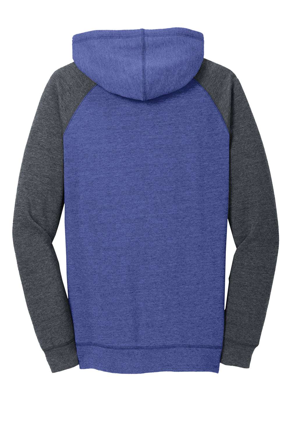 District DT296 Womens Fleece Hooded Sweatshirt Hoodie Heather Royal Blue/Charcoal Grey Flat Back