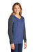 District DT296 Womens Fleece Hooded Sweatshirt Hoodie Heather Royal Blue/Charcoal Grey Model 3q