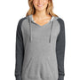 District Womens Fleece Hooded Sweatshirt Hoodie - Heather Grey/Charcoal Grey