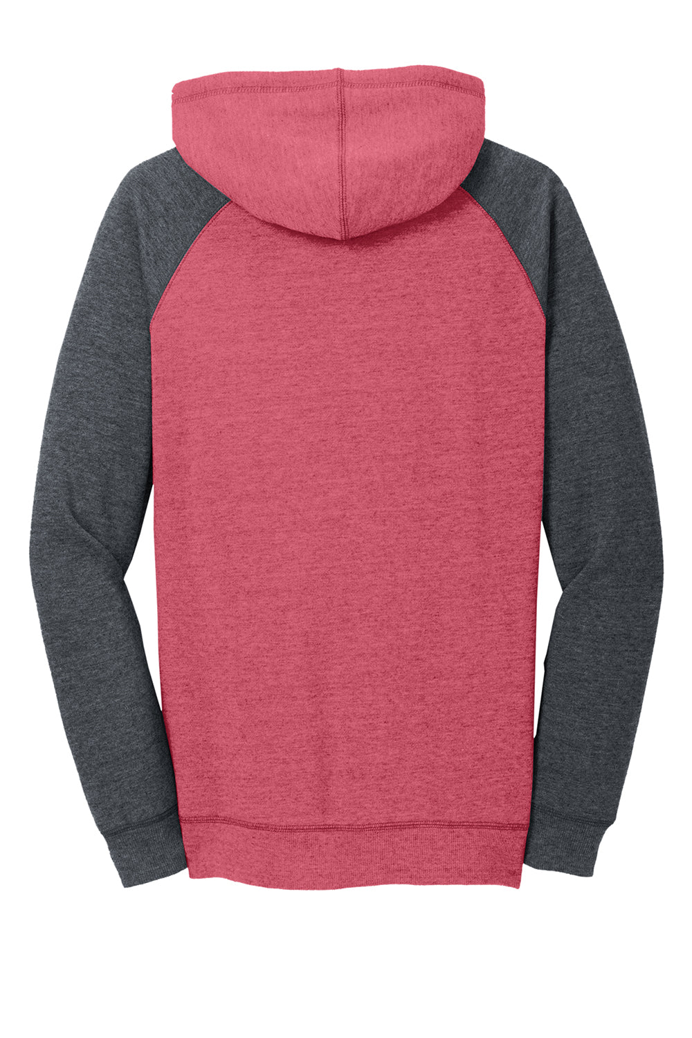 District DT296 Womens Fleece Hooded Sweatshirt Hoodie Heather Red/Charcoal Grey Flat Back