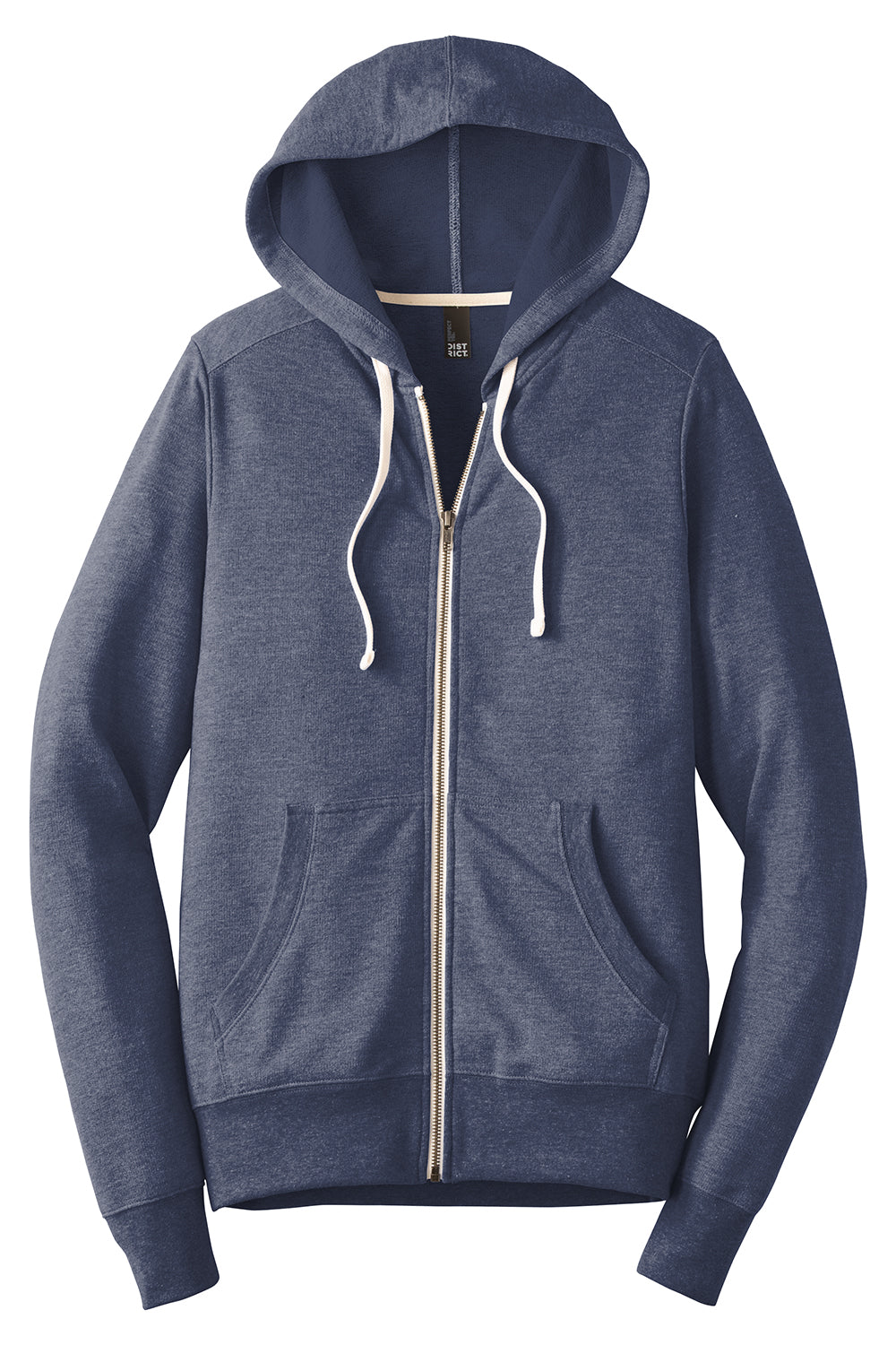 District DT356 Mens Perfect French Terry Full Zip Hooded Sweatshirt Hoodie New Navy Blue Flat Front