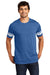 District DT376 Mens Game Short Sleeve Crewneck T-Shirt Heather True Royal Blue/White Model Front