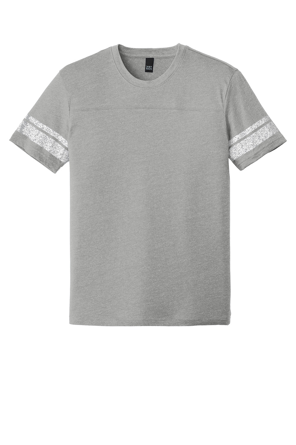 District DT376 Mens Game Short Sleeve Crewneck T-Shirt Heather Nickel Grey/White Flat Front