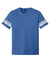 District DT376 Mens Game Short Sleeve Crewneck T-Shirt Heather True Royal Blue/White Flat Front