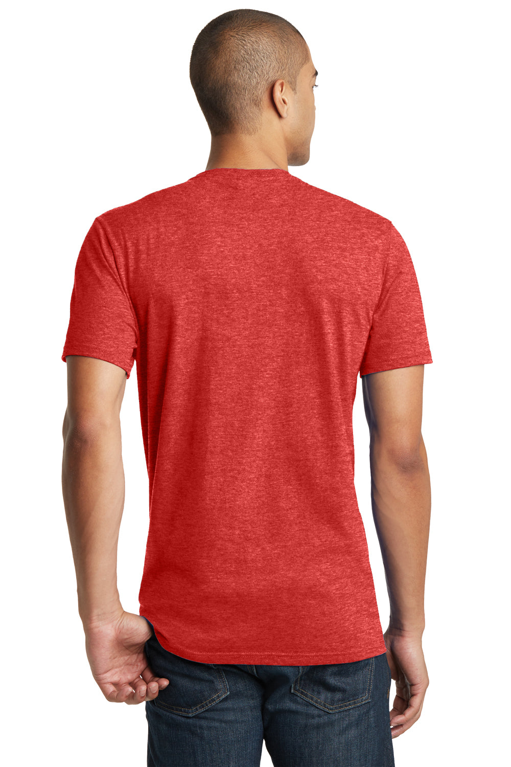 District DT5000 Mens The Concert Short Sleeve Crewneck T-Shirt Heather New Red Model Back