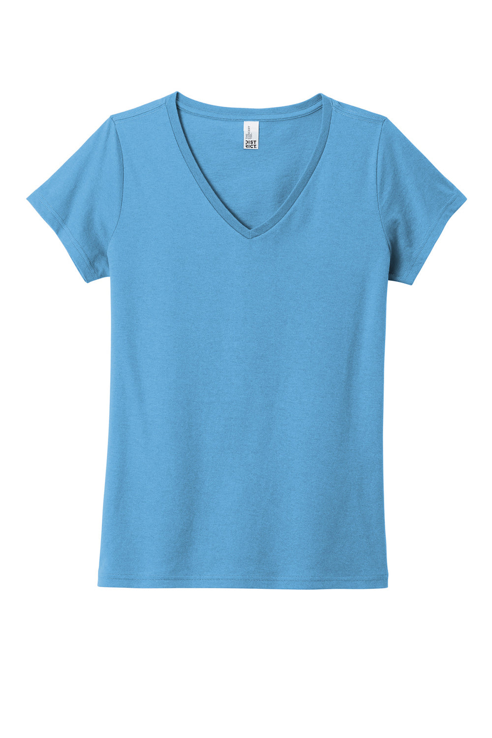 District DT5002 Womens The Concert Short Sleeve V-Neck T-Shirt Aquatic Blue Flat Front