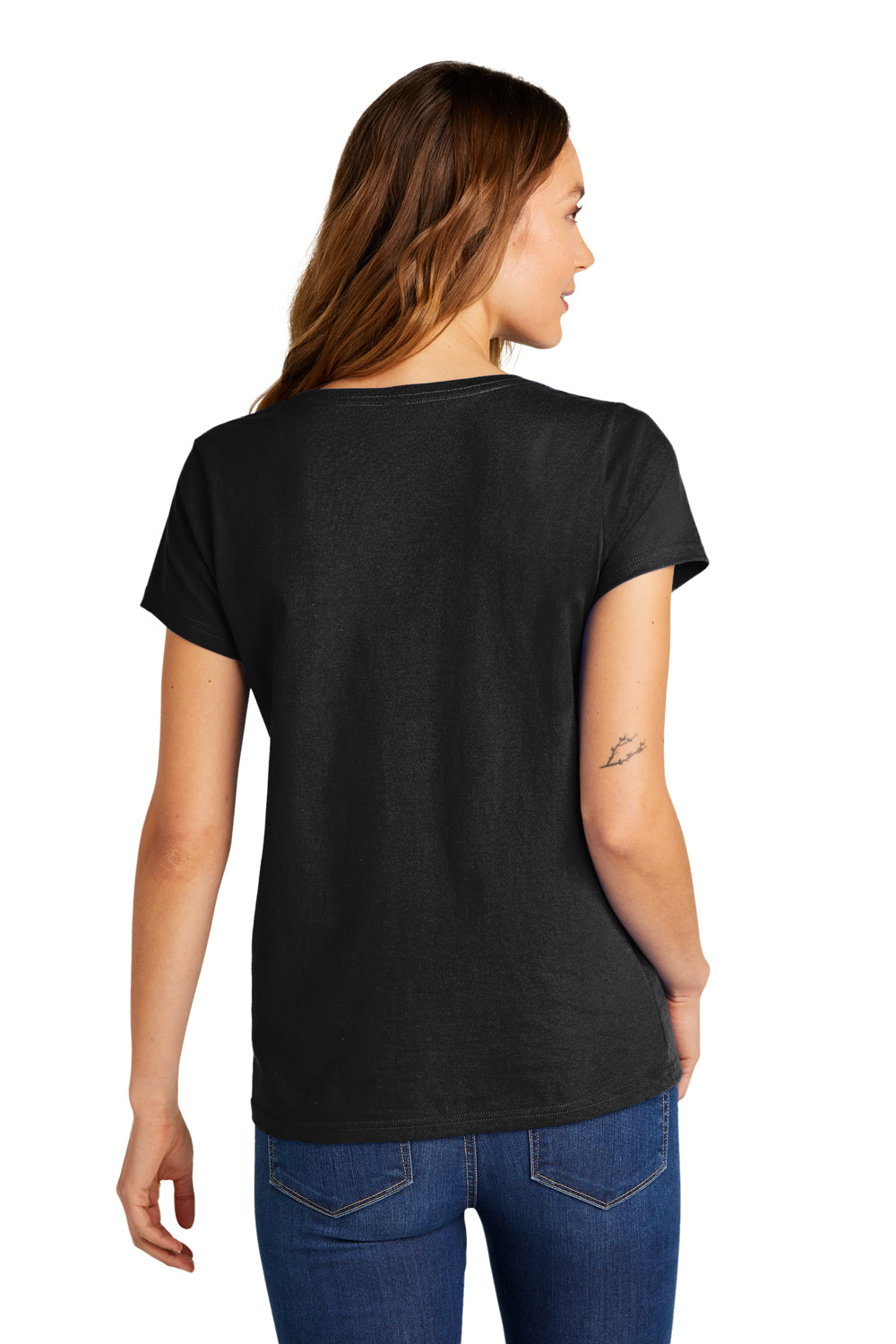 District DT5002 Womens The Concert Short Sleeve V-Neck T-Shirt Black Model Back