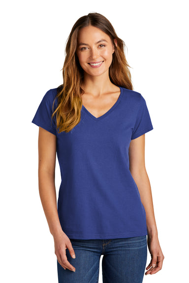 District DT5002 Womens The Concert Short Sleeve V-Neck T-Shirt Deep Royal Blue Model Front