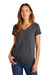 District DT5002 Womens The Concert Short Sleeve V-Neck T-Shirt Heather Charcoal Grey Model Front