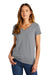 District DT5002 Womens The Concert Short Sleeve V-Neck T-Shirt Heather Grey Model Front