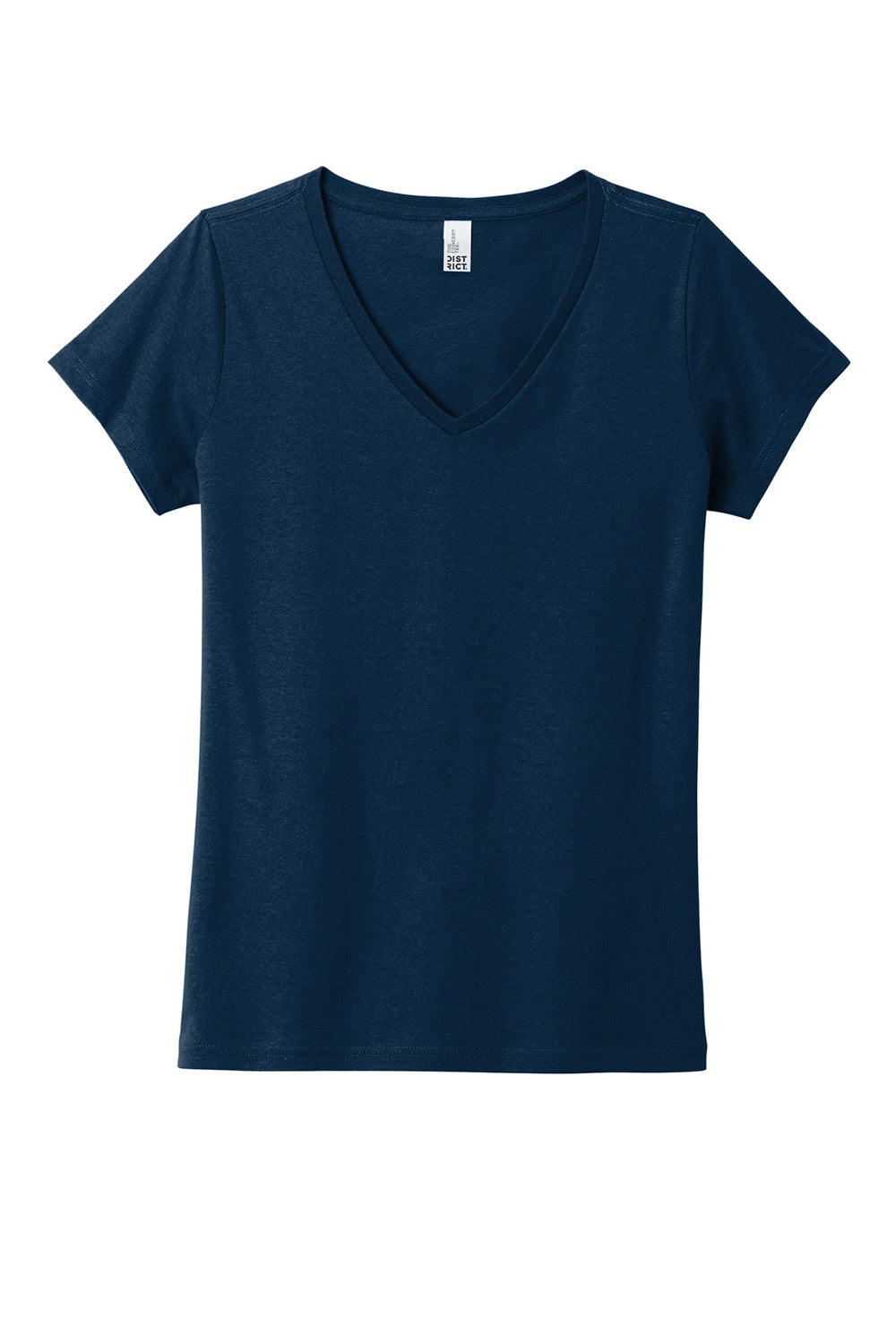 District DT5002 Womens The Concert Short Sleeve V-Neck T-Shirt New Navy Blue Flat Front