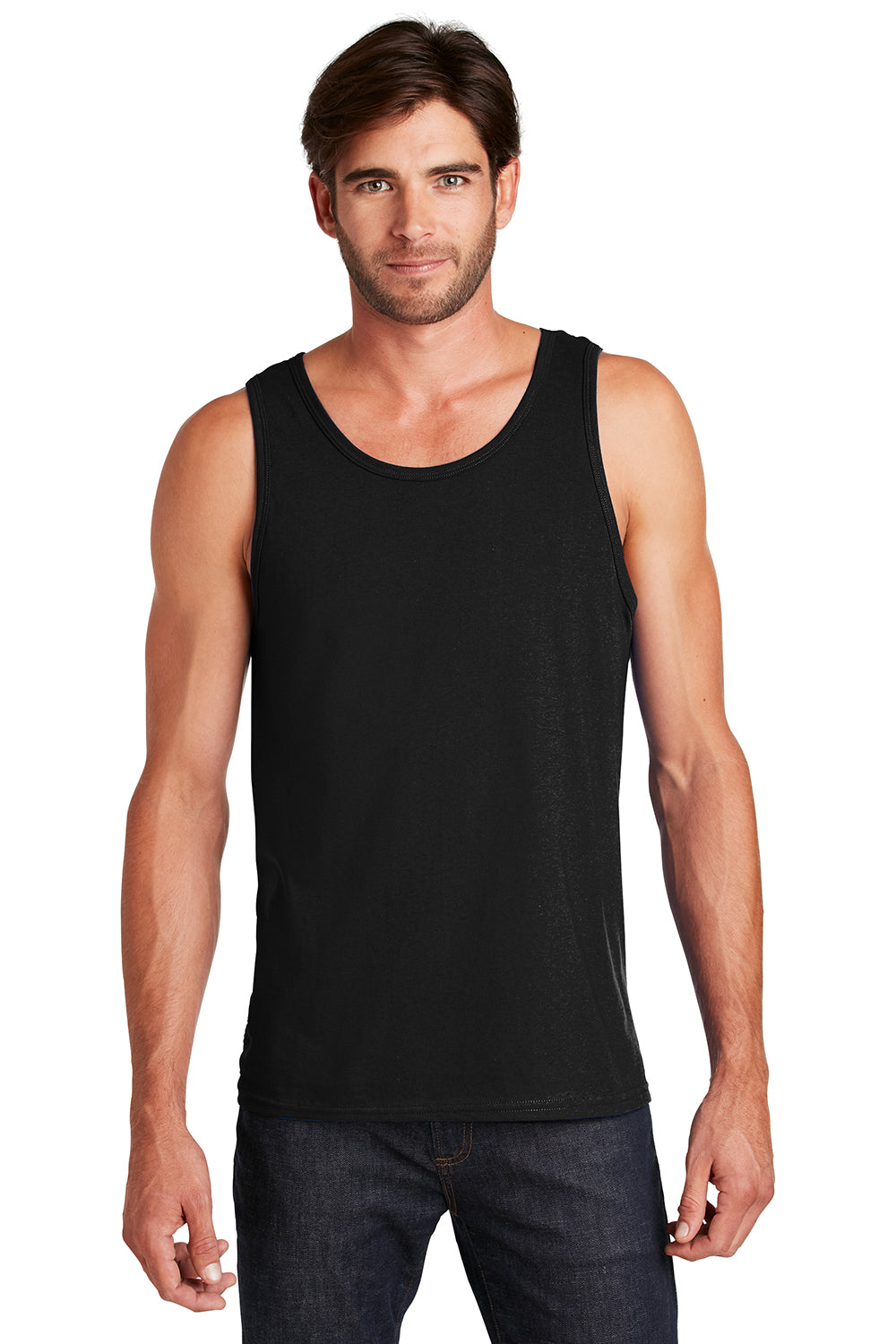 District DT5300 Mens The Concert Tank Top Black Model Front