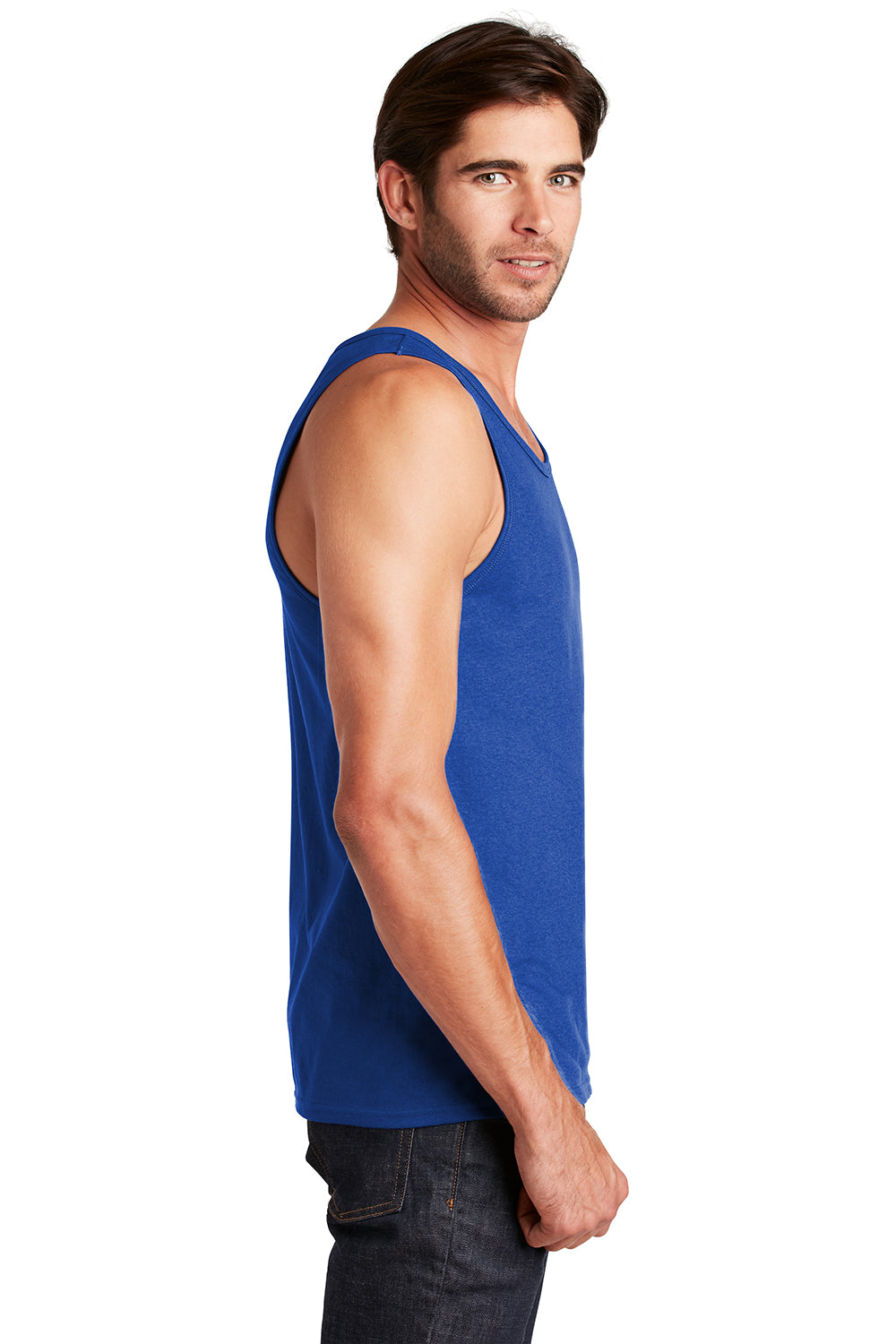 District DT5300 Mens The Concert Tank Top Deep Royal Blue Model Side