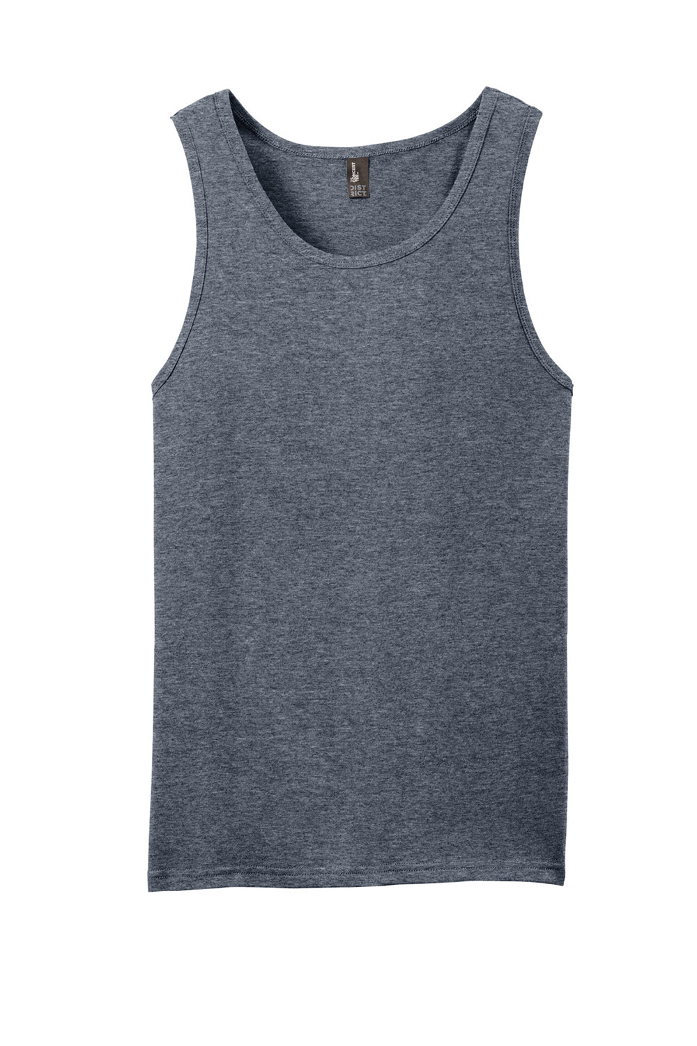 District DT5300 Mens The Concert Tank Top Heather Navy Blue Flat Front