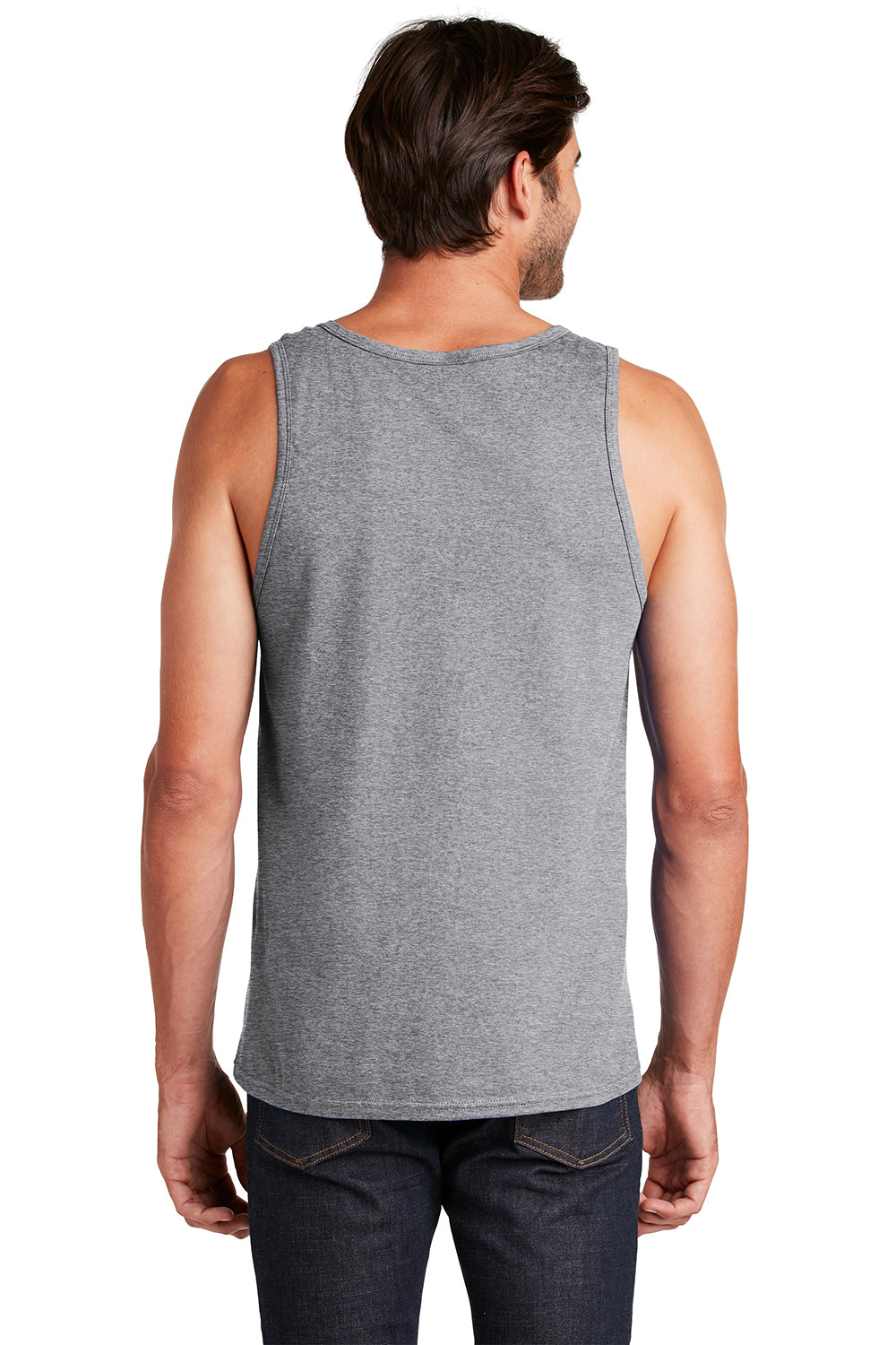 District DT5300 Mens The Concert Tank Top Heather Grey Model Back