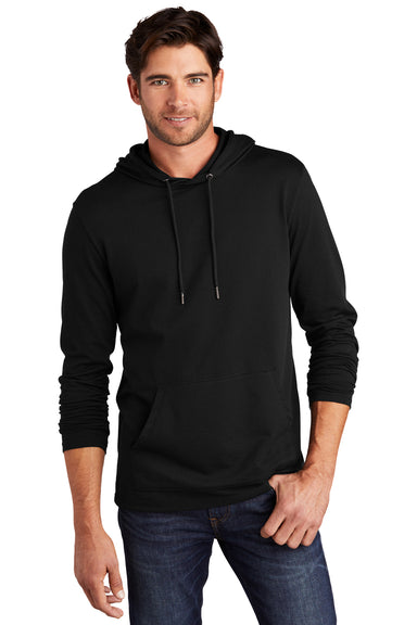 District DT571 Mens French Terry Hooded T-Shirt Hoodie Black Model Front