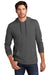 District DT571 Mens French Terry Hooded T-Shirt Hoodie Washed Coal Grey Model Front