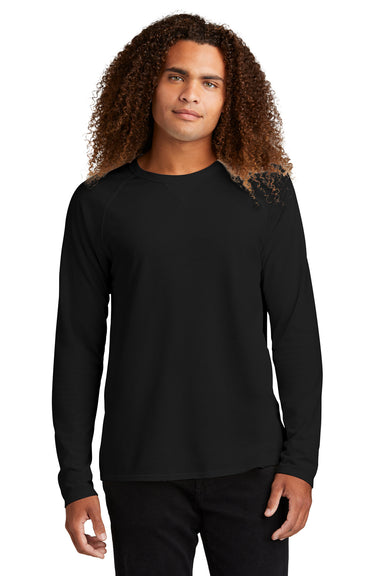 District DT572 Mens French Terry Crewneck Sweatshirt Black Model Front