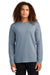 District DT572 Mens French Terry Crewneck Sweatshirt Heather Flint Blue Model Front