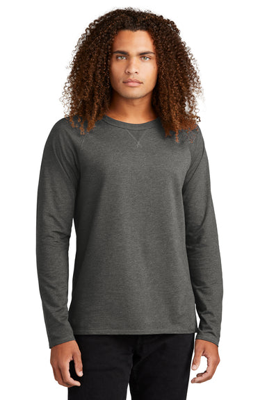 District DT572 Mens French Terry Crewneck Sweatshirt Washed Coal Grey Model Front