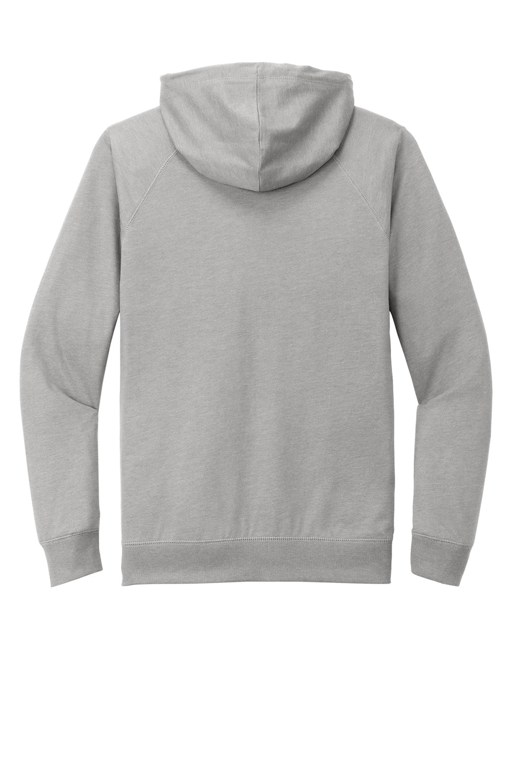 District DT573 Mens French Terry Full Zip Hooded Sweatshirt Hoodie Heather Light Grey Flat Back