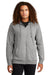 District DT573 Mens French Terry Full Zip Hooded Sweatshirt Hoodie Heather Light Grey Model Front