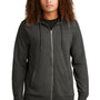 District Mens French Terry Full Zip Hooded Sweatshirt Hoodie w/ Pockets - Washed Coal Grey