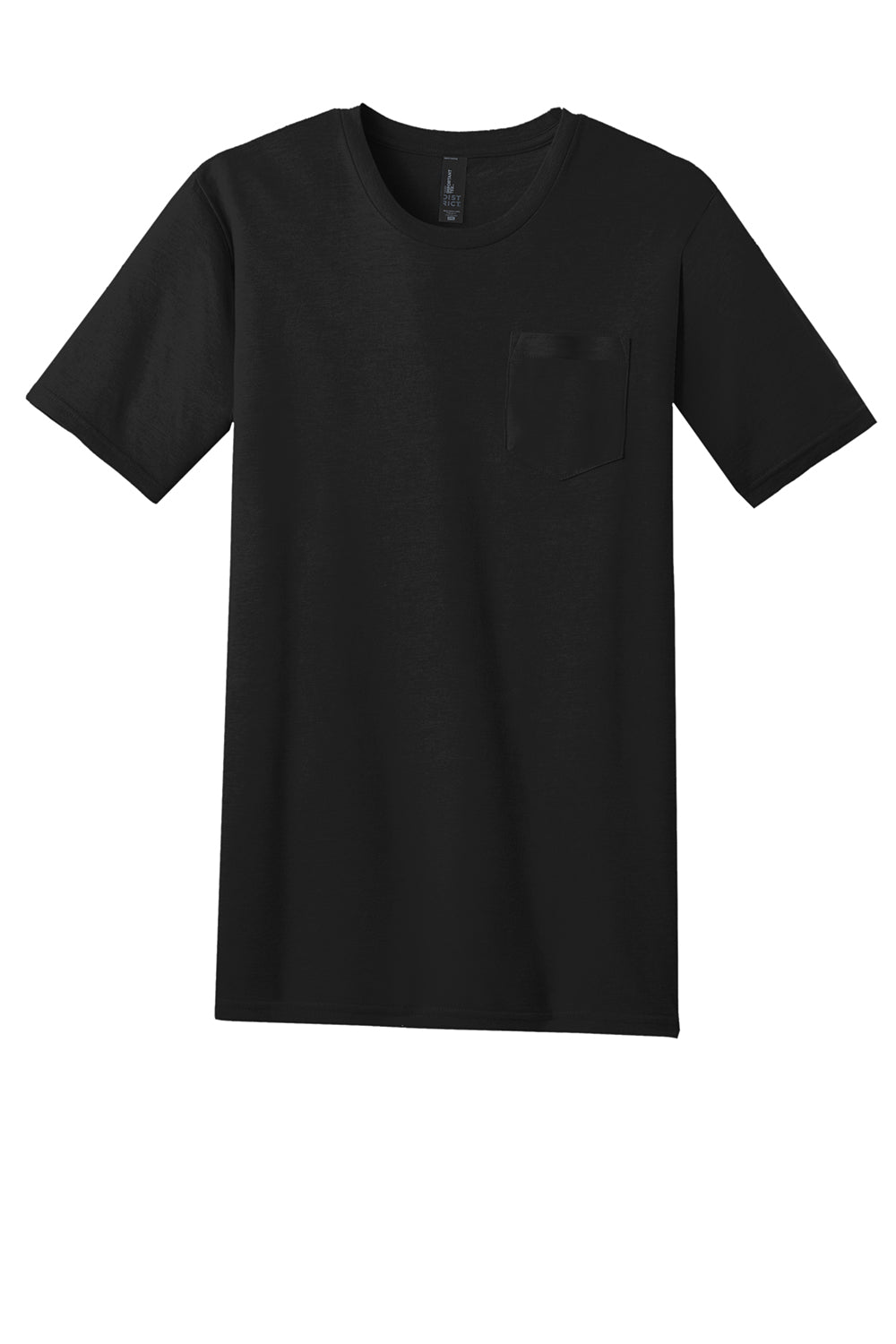 District DT6000P Mens Very Important Short Sleeve Crewneck T-Shirt w/ Pocket Black Flat Front