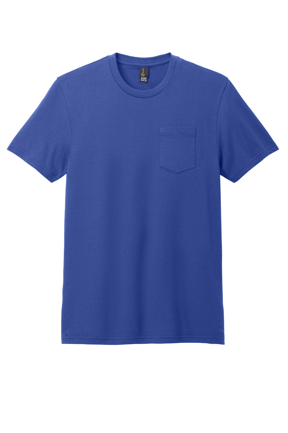 District DT6000P Mens Very Important Short Sleeve Crewneck T-Shirt w/ Pocket Deep Royal Blue Flat Front