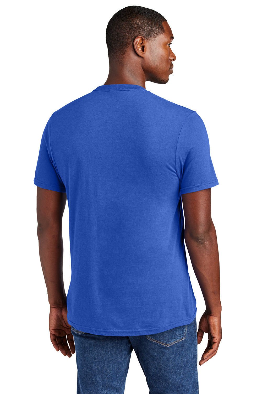 District DT6000P Mens Very Important Short Sleeve Crewneck T-Shirt w/ Pocket Deep Royal Blue Model Back