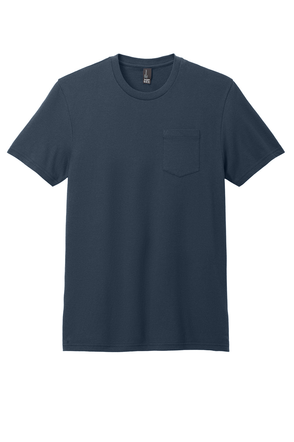 District DT6000P Mens Very Important Short Sleeve Crewneck T-Shirt w/ Pocket New Navy Blue Flat Front