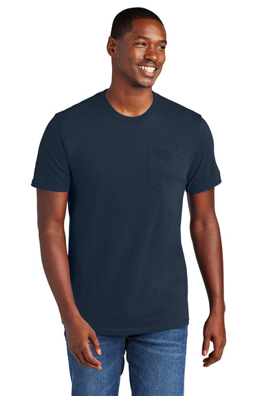 District DT6000P Mens Very Important Short Sleeve Crewneck T-Shirt w/ Pocket New Navy Blue Model Front