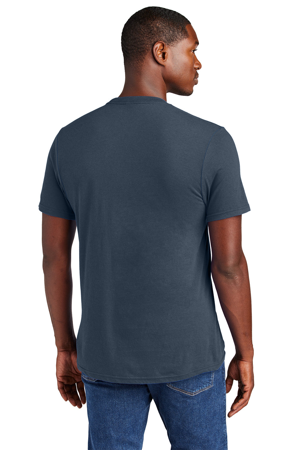 District DT6000P Mens Very Important Short Sleeve Crewneck T-Shirt w/ Pocket New Navy Blue Model Back