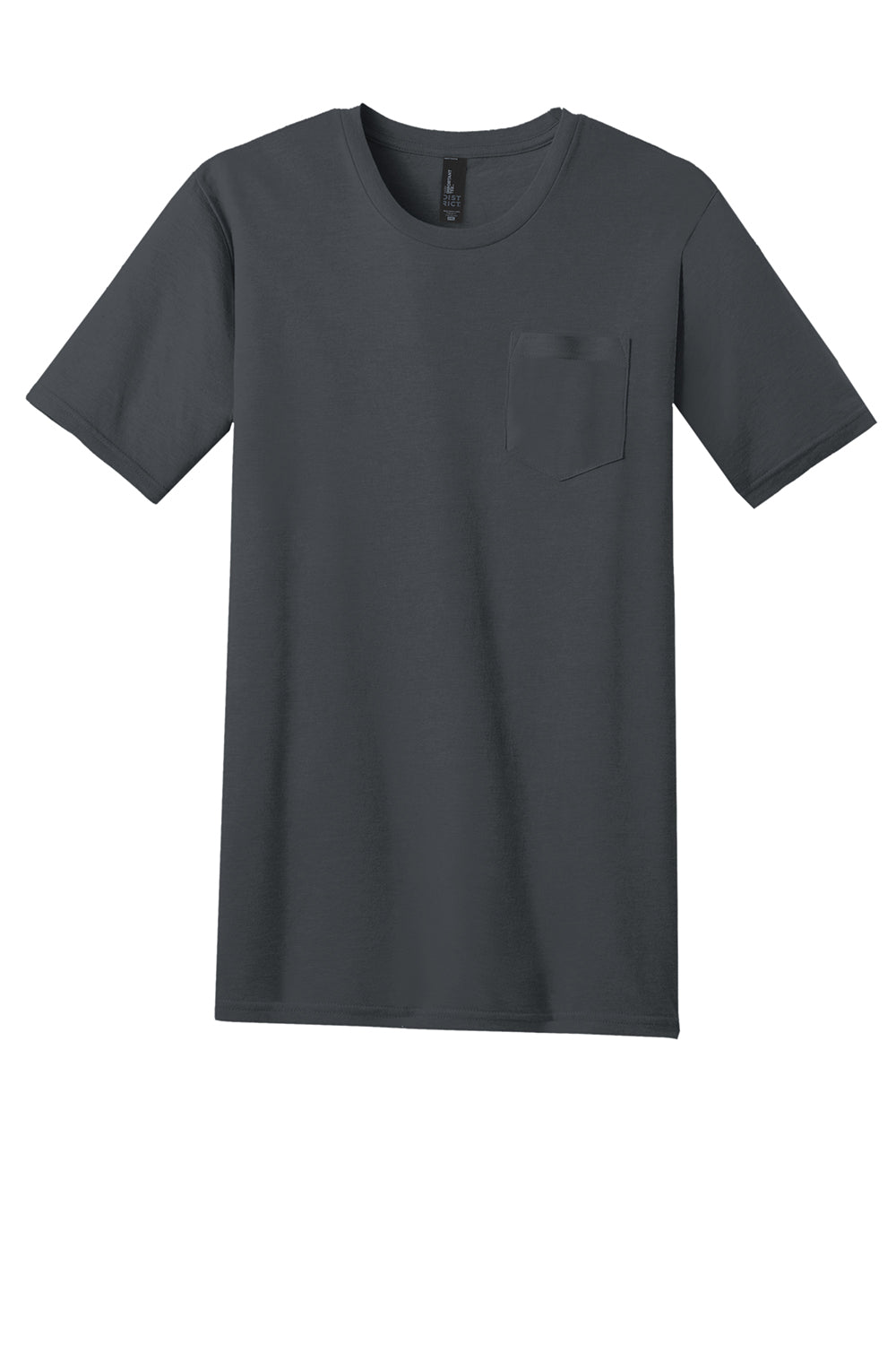 District DT6000P Mens Very Important Short Sleeve Crewneck T-Shirt w/ Pocket Charcoal Grey Flat Front