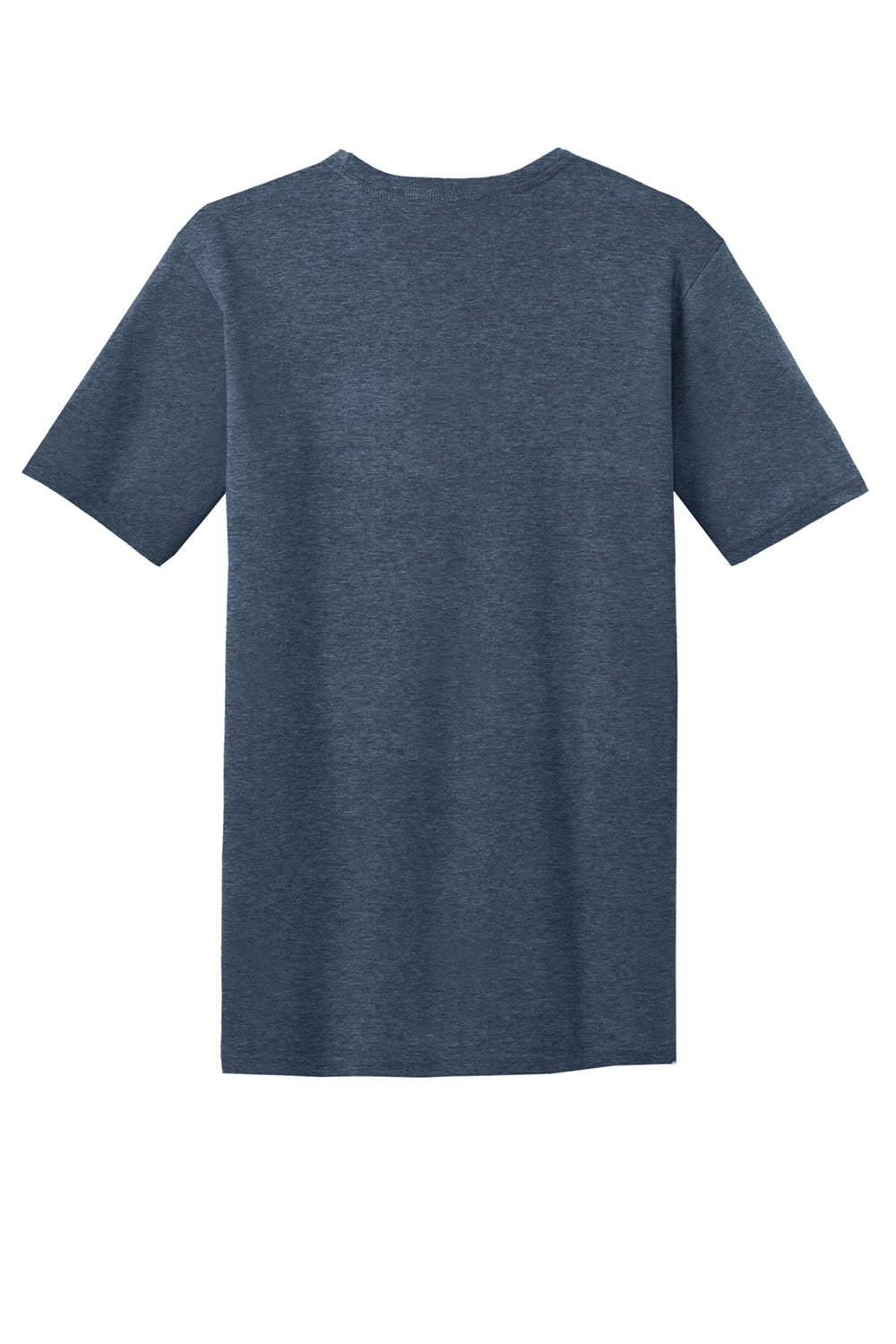 District DT6000P Mens Very Important Short Sleeve Crewneck T-Shirt w/ Pocket Heather Navy Blue Flat Back