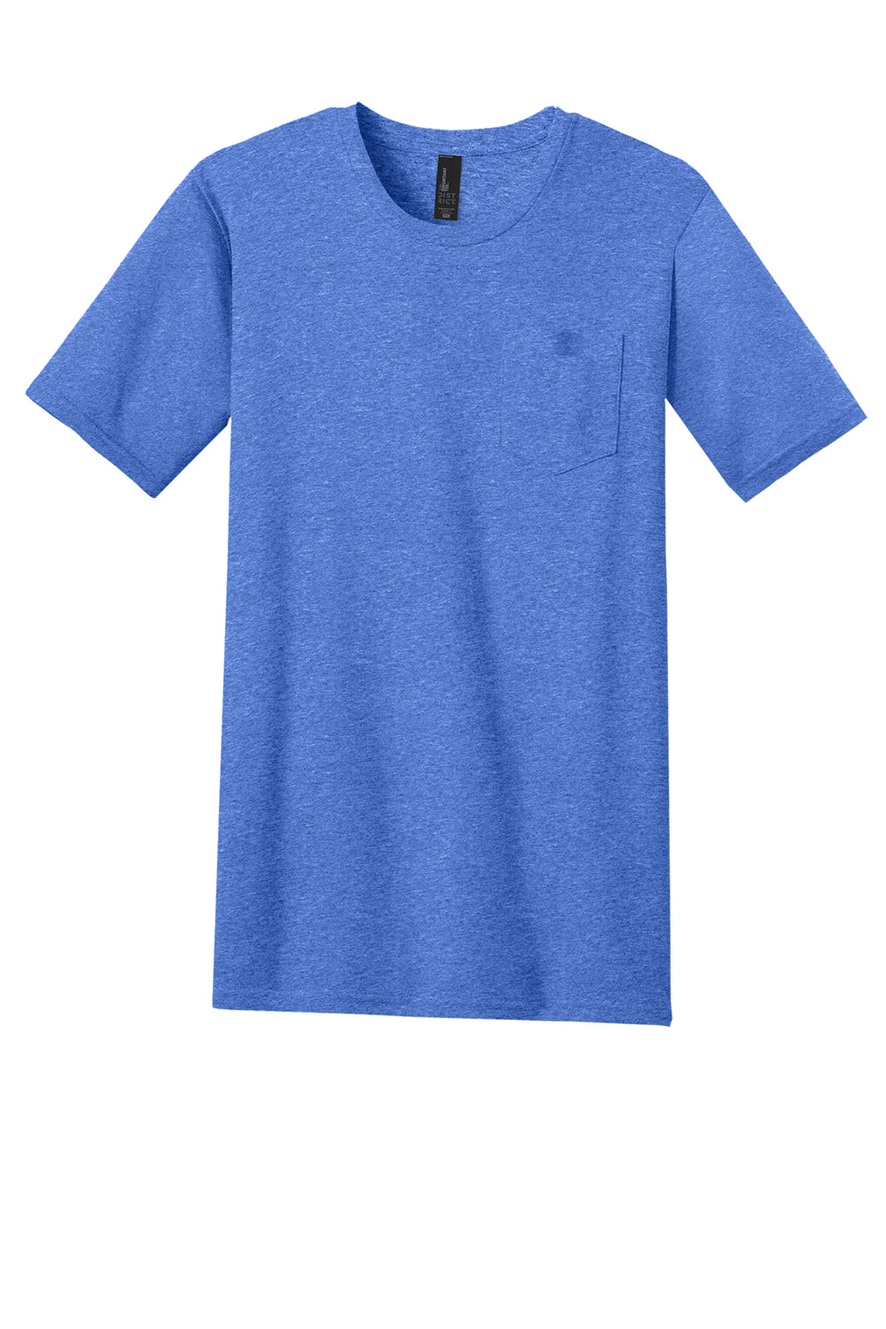 District DT6000P Mens Very Important Short Sleeve Crewneck T-Shirt w/ Pocket Heather Royal Blue Flat Front