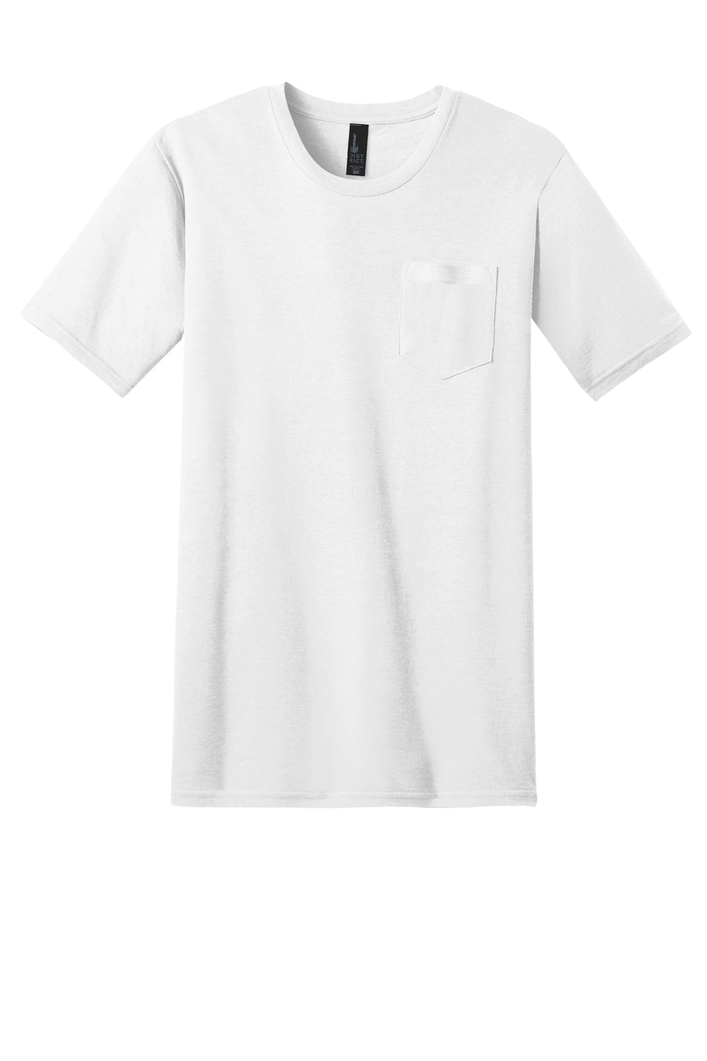 District DT6000P Mens Very Important Short Sleeve Crewneck T-Shirt w/ Pocket White Flat Front