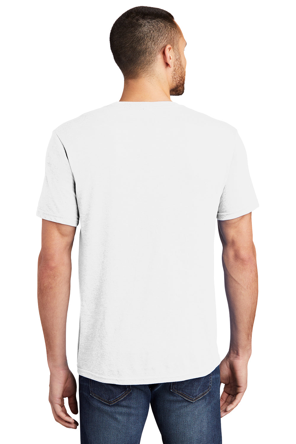 District DT6000P Mens Very Important Short Sleeve Crewneck T-Shirt w/ Pocket White Model Back