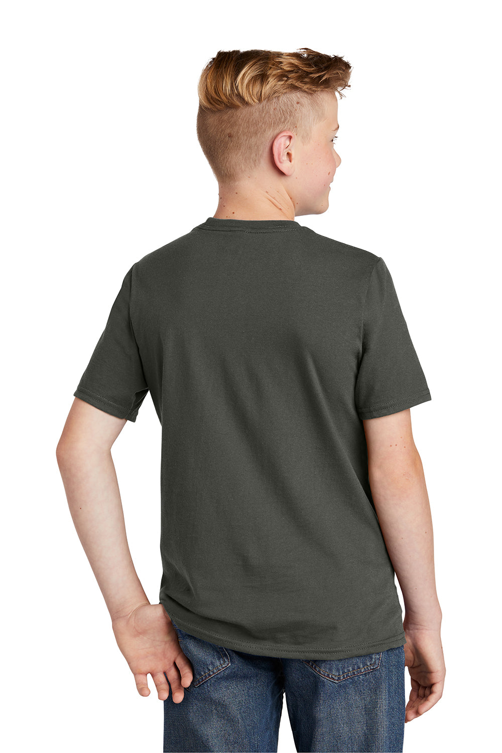 District DT6000Y Youth Very Important Short Sleeve Crewneck T-Shirt Deepest Grey Model Back