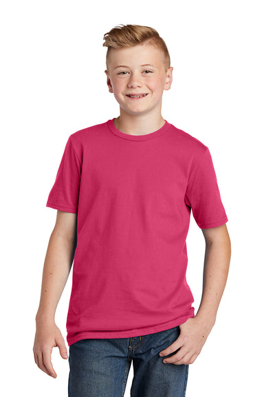 District DT6000Y Youth Very Important Short Sleeve Crewneck T-Shirt Flush Pink Model Front