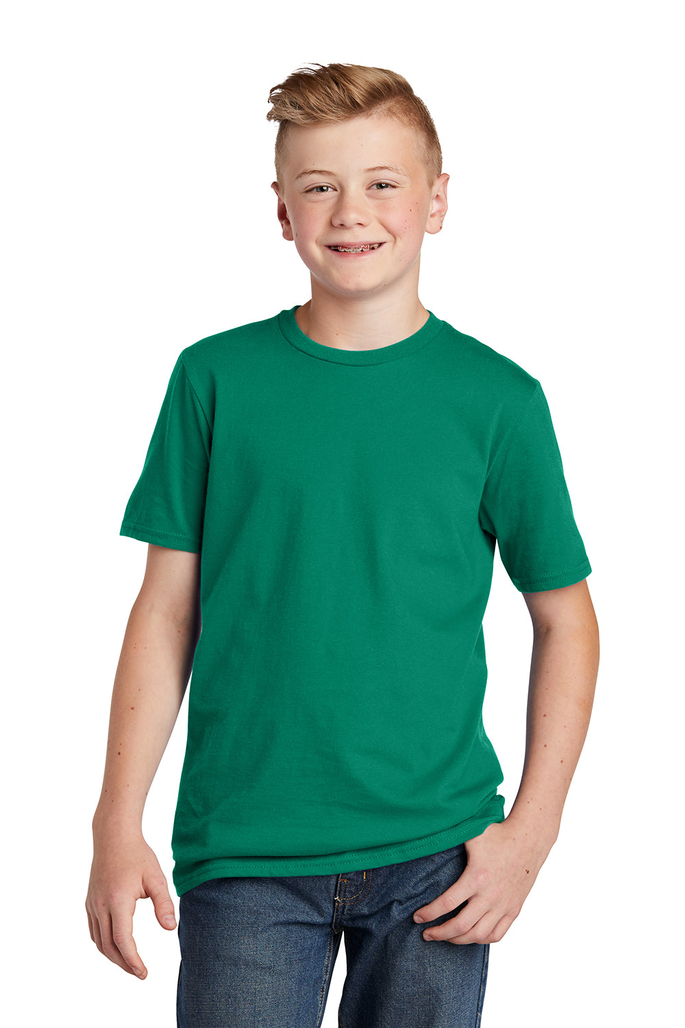 District DT6000Y Youth Very Important Short Sleeve Crewneck T-Shirt Jewel Green Model Front