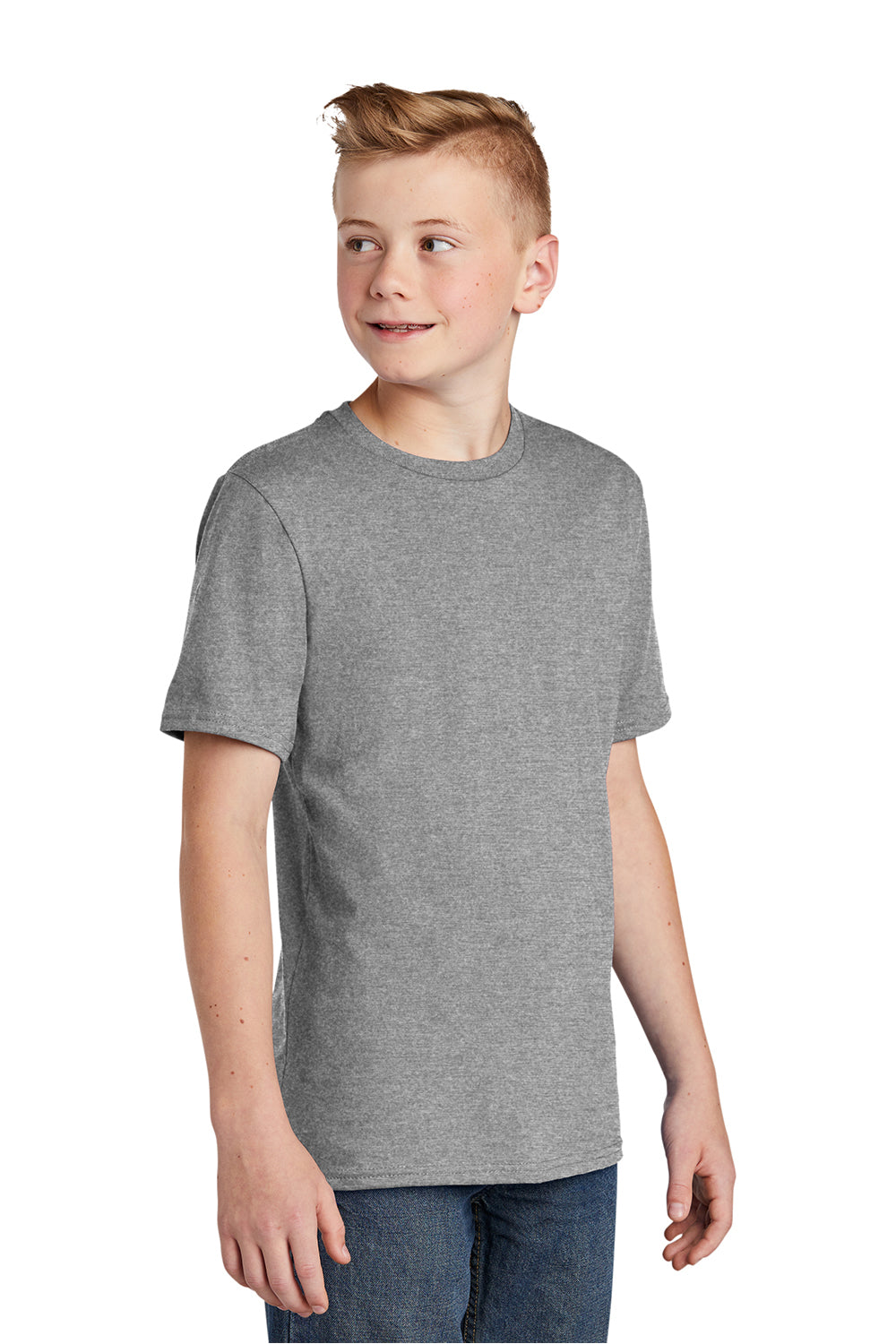 District DT6000Y Youth Very Important Short Sleeve Crewneck T-Shirt Grey Frost Model 3q