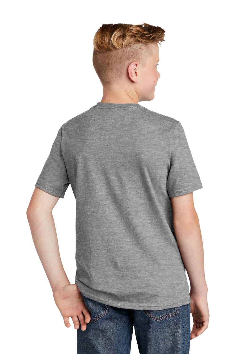 District DT6000Y Youth Very Important Short Sleeve Crewneck T-Shirt Grey Frost Model Back