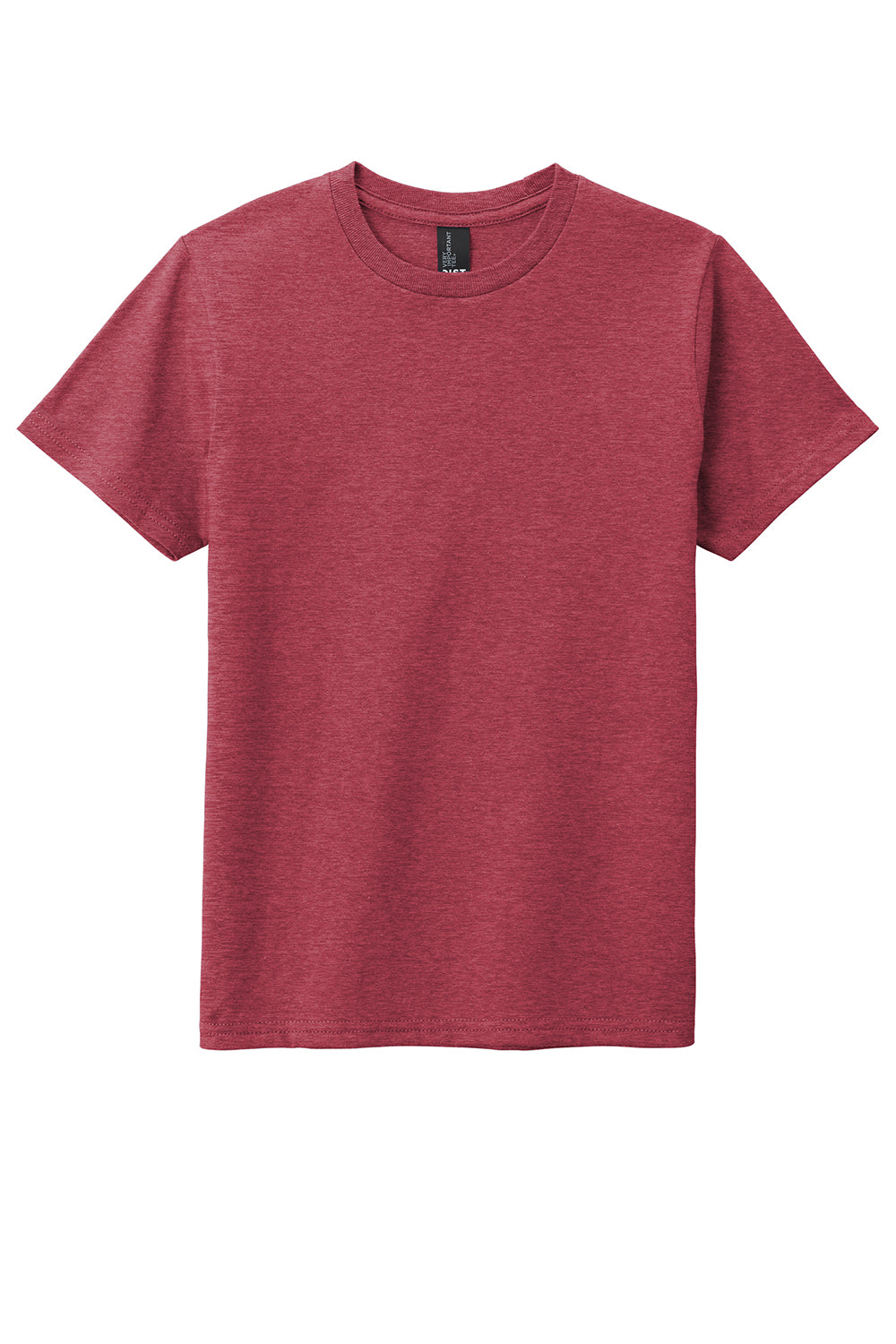 District DT6000Y Youth Very Important Short Sleeve Crewneck T-Shirt Heather Cardinal Red Flat Front