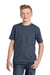 District DT6000Y Youth Very Important Short Sleeve Crewneck T-Shirt Heather Navy Blue Model Front