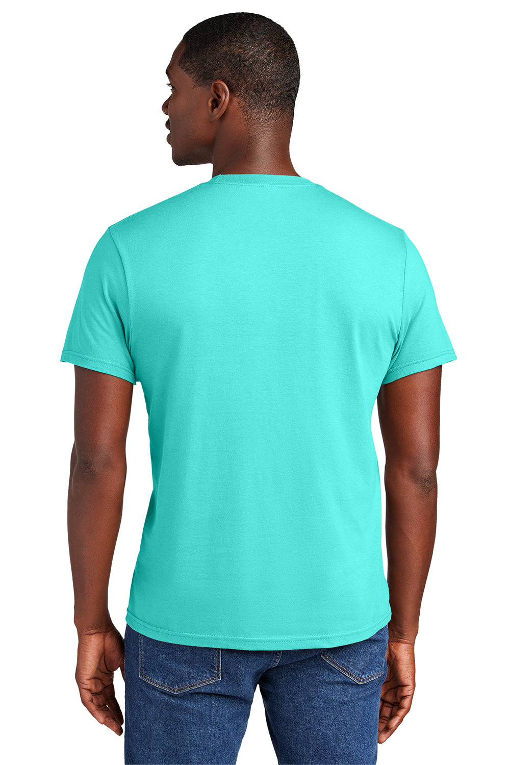 District DT6000 Mens Very Important Short Sleeve Crewneck T-Shirt Aqua Green Model Back