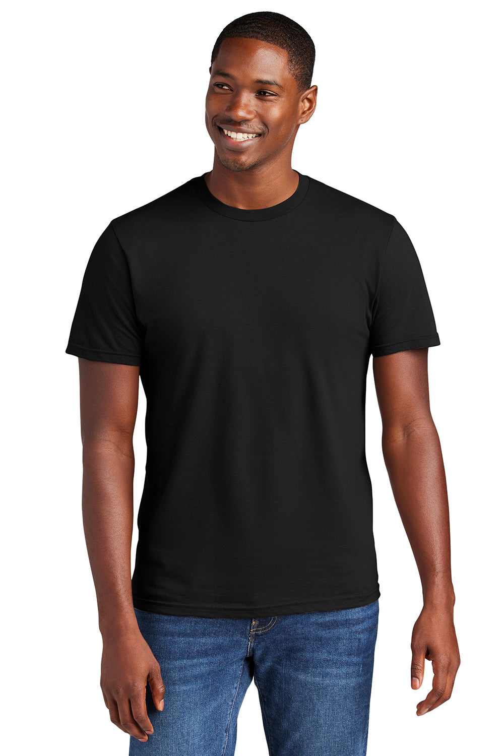 District DT6000 Mens Very Important Short Sleeve Crewneck T-Shirt Black Model Front