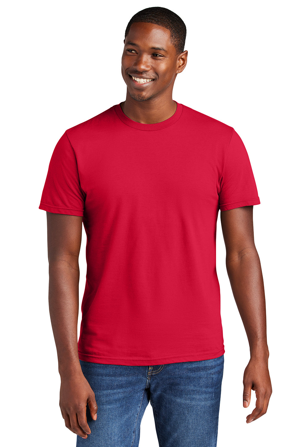 District DT6000 Mens Very Important Short Sleeve Crewneck T-Shirt Classic Red Model Front