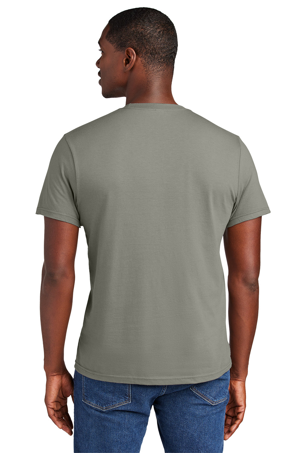 District DT6000 Mens Very Important Short Sleeve Crewneck T-Shirt Deep Smoke Grey Model Back